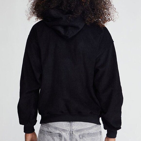 PacSun Corduroy Black Hoodie Size Small - Picture 6 of 9